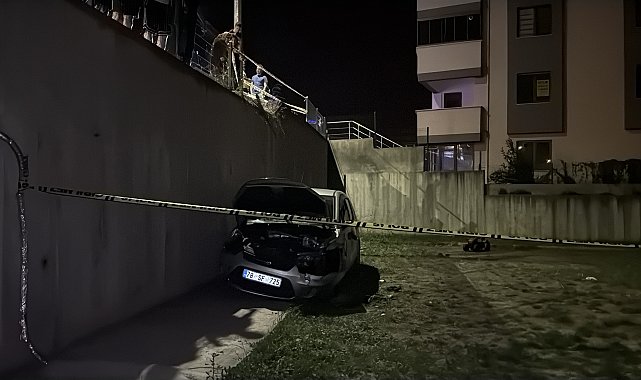 Otomobil, 4 metre yükseklikten apartman bahçesine düştü: 1 yaralı