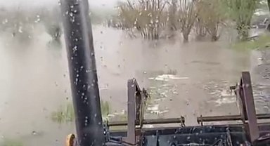 Sağanak sonrası dere taştı, bahçe ve ahırları su bastı