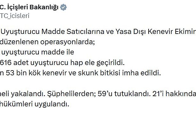 18 ilde uyuşturucu operasyonu; 59 tutuklama