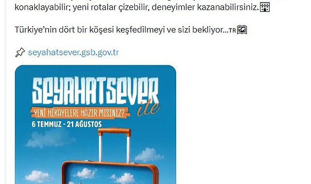 'Seyahatsever' projesinde başvurular başladı
