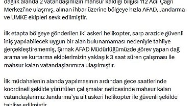 AFAD: Şırnak'ta kaybolan 2 kişi kurtarıldı