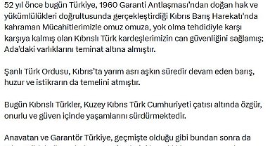 Bakan Fidan: Türkiye, Kıbrıs Türk halkının hak ve menfaatlerini savunmaya devam edecek