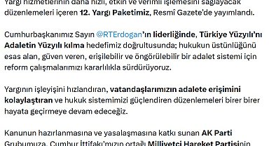 Bakan Gürlek: 12'nci Yargı Paketimiz Resmi Gazete'de yayımlandı