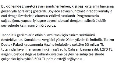 Bakan Şimşek: Turizm sektörünü destekliyoruz