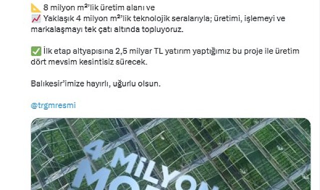 Bakan Yumaklı: Balıkesir'de, Türkiye'nin en büyük üretim üslerinden biri yükseliyor