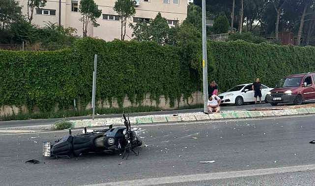 Bursa’da motosiklet yan yattı! Ölümden döndüler
