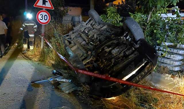 Bursa’da otomobil takla attı