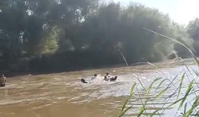 Eda ve Şahin'in nehirde akıntıya kapıldıkları anlar kamerada