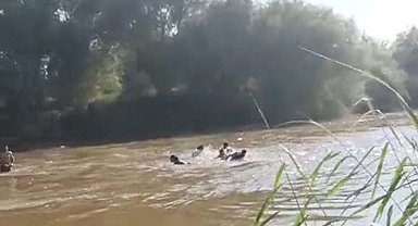 Eda ve Şahin'in nehirde akıntıya kapıldıkları anlar kamerada