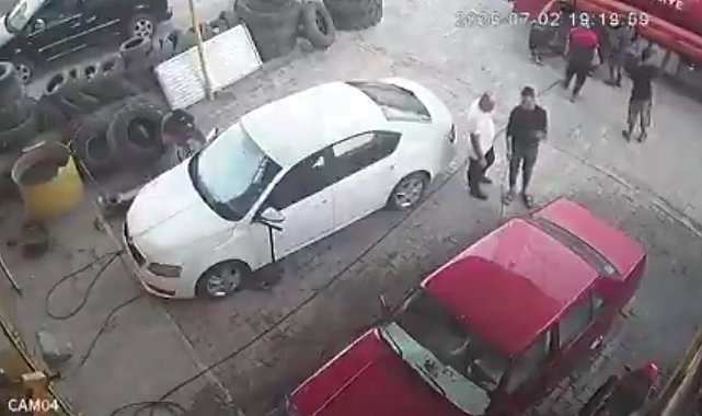 Hava basılırken itfaiye aracının lastiği patladı; 1 yaralı