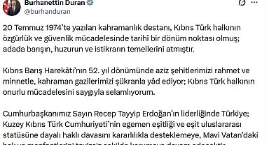 İletişim Başkanı Duran'dan Kıbrıs Barış Harekatı'nın 52'nci yıl dönümü mesajı
