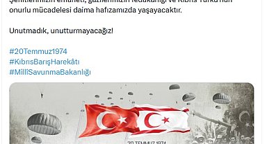 MSB'den, Kıbrıs Barış Harekatı'nın 52'nci yıl dönümü paylaşımı