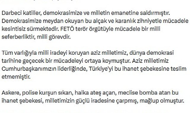 Ömer Çelik: FETÖ terör örgütüyle mücadele bir milli seferberliktir