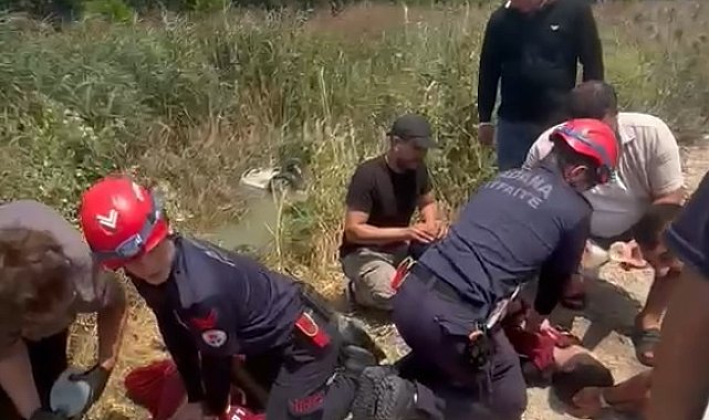 Sulama kanalına uçan otomobildeki 2 kişinin duran kalbi yeniden çalıştırıldı