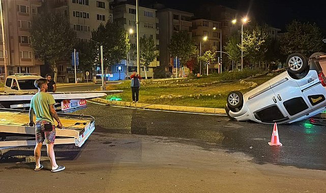 Takla atan aracındaki yaralıyı bırakıp kaçtı