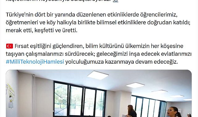 TÜBİTAK'tan köy okullarına bilim ve teknoloji desteği