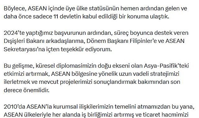 Türkiye, ASEAN'ın 'Diyalog Ortağı' kabul edildi