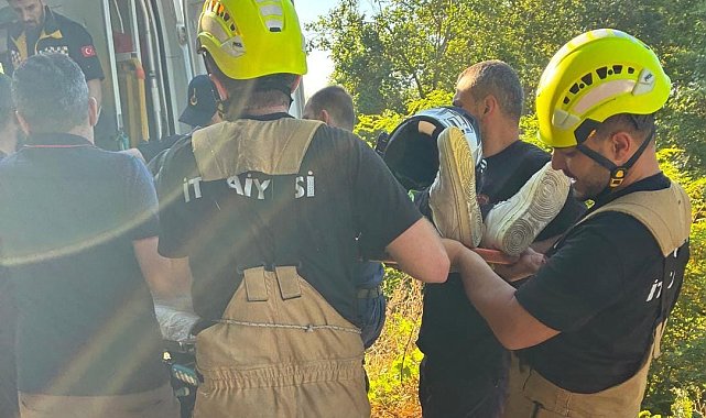 Yoldan çıkıp 50 metre yuvarlanan motosikletin sürücüsü yaralandı