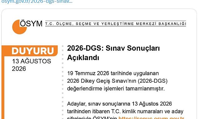 2026-DGS sonuçları açıklandı
