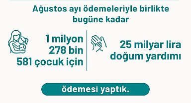 Ağustos ayı doğum yardımı ödemeleri yatırıldı
