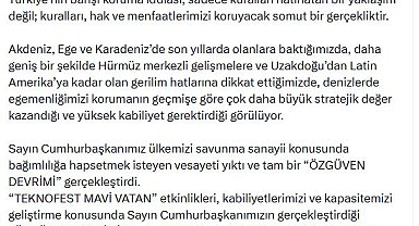 AK Parti'li Çelik'ten 'TEKNOFEST Mavi Vatan' paylaşımı