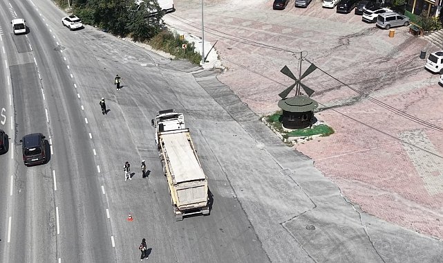 Arnavutköy'de ağır tonaj denetimi; 70 araç ve sürücüsüne 701 bin lira ceza