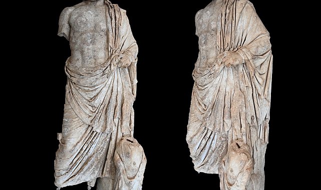 Aspendos'ta 'sağlık tanrısı' ve oğlunun heykeli bulundu