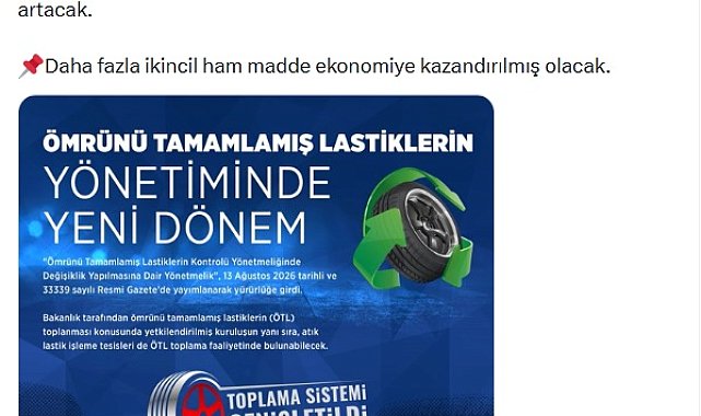 Atık lastik işleme tesisleri, ömrünü tamamlamış lastikleri toplayıp işleyebilecek