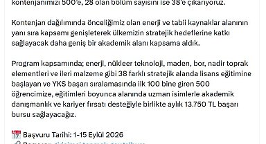 Bakan Bayraktar: TENMAK Araştırma Burs Programı'nda bursiyer kontenjanımızı 500'e çıkarıyoruz