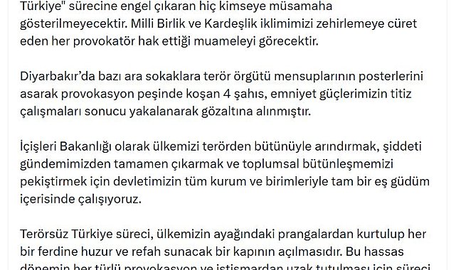 Bakan Çiftçi: 'Terörsüz Türkiye' sürecine engel çıkaran hiç kimseye müsamaha gösterilmeyecek