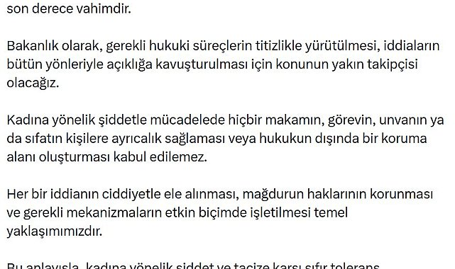 Bakan Göktaş: Milletvekili hakkındaki taciz iddiasının açıklığa kavuşması için konunun takipçisi olacağız