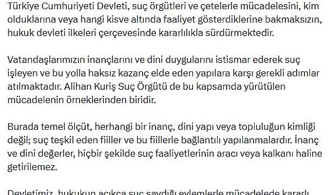 Bakan Gürlek: Dini duyguları istismar ederek suç işleyen yapılara karşı gerekli adımlar atılmaktadır