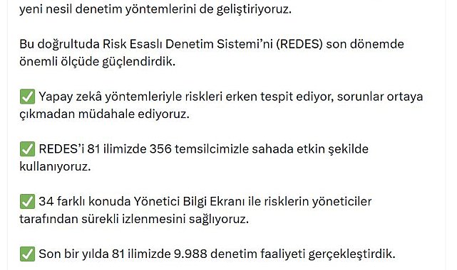 Bakan Memişoğlu: Son bir yılda 81 ilimizde 9 bin 988 denetim faaliyeti gerçekleştirdik