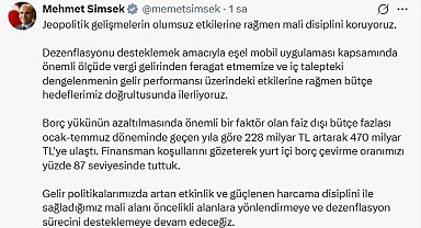 Bakan Şimşek: Dezenflasyon sürecini desteklemeye devam edeceğiz