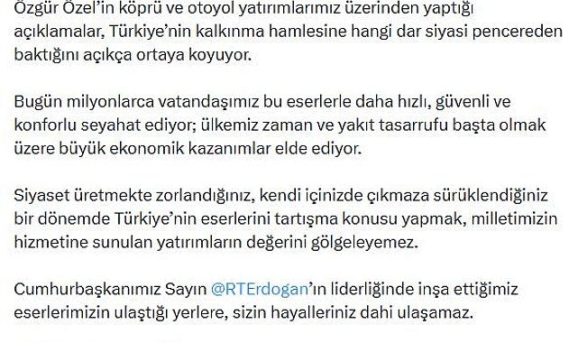 Bakan Uraloğlu: Eserlerimizin ulaştığı yerlere, sizin hayalleriniz dahi ulaşamaz