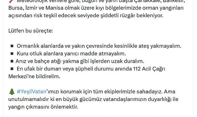Bakan Yumaklı'dan orman yangınlarına karşı uyarı