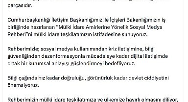 Bakanlık ve İletişim Başkanlığı'ndan 'Mülki İdare Amirlerine Yönelik Sosyal Medya Rehberi'