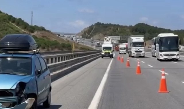 Beykoz Kuzey Marmara Otoyolu'nda otomobil, yolcu otobüsüne çarptı