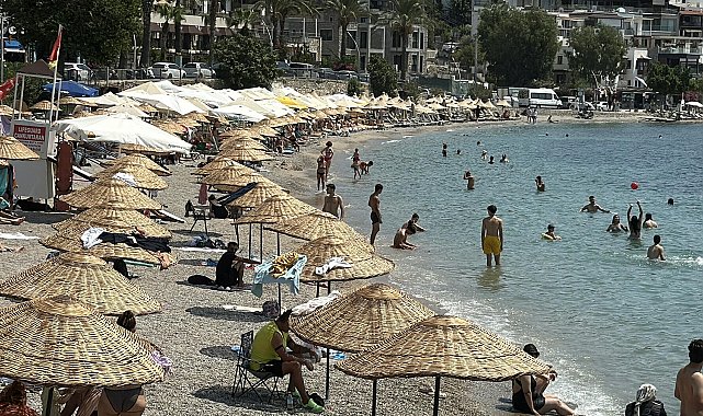 Bodrum'da hava sıcaklığı 40 dereceyi aştı, sahiller doldu