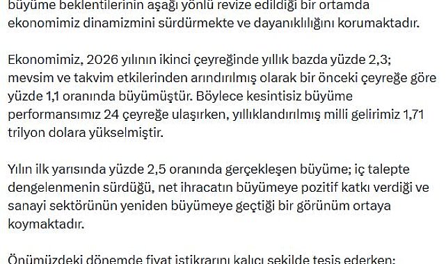 Cevdet Yılmaz: Türkiye ekonomisi küresel belirsizliklere karşı dayanıklılığını sürdürmekte