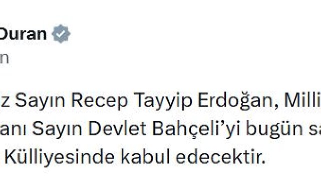 Cumhurbaşkanı Erdoğan, Bahçeli'yi kabul edecek