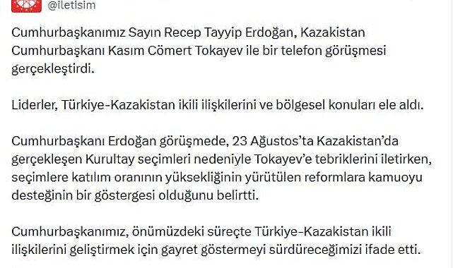Cumhurbaşkanı Erdoğan, Kazakistan Cumhurbaşkanı Tokayev ile görüştü