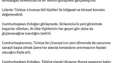 Cumhurbaşkanı Erdoğan, Litvanya Başbakanı Sinkevicius ile görüştü