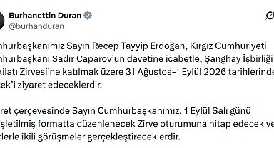 Cumhurbaşkanı Erdoğan, yarın Kırgızistan'a gidecek