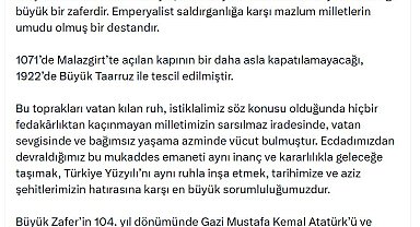 Cumhurbaşkanı Yardımcısı Yılmaz'dan '30 Ağustos' mesajı