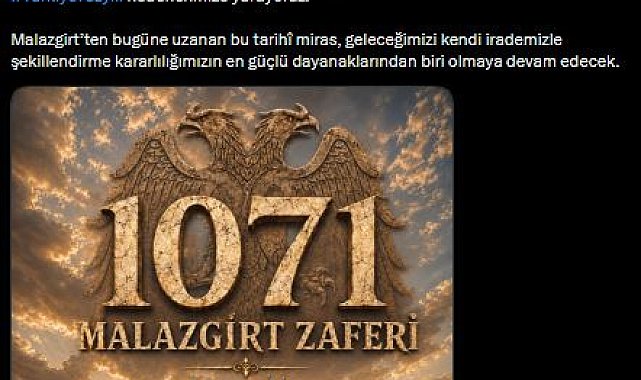 Cumhurbaşkanı Yardımcısı Yılmaz'dan 'Malazgirt Zaferi' mesajı