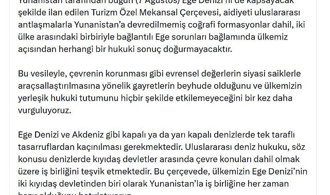 Dışişleri Sözcüsü Keçeli'den Yunanistan'ın Turizm Özel Mekansal Çerçevesi'ne ilişkin açıklama