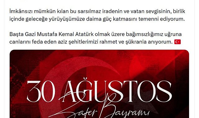 Emine Erdoğan'dan 30 Ağustos mesajı