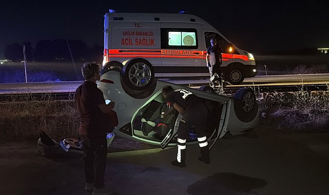 Eskişehir'de şarampole devrilip takla atan otomobilde 2 kişi yaralandı