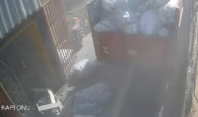 Gaziosmanpaşa'da işçinin ağır yaralandığı yük asansörünün düştüğü anlar kamerada
